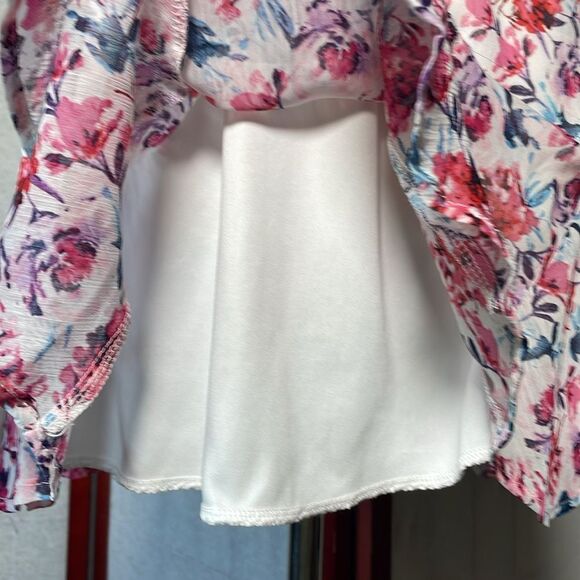 Francesca’s Multicolored Floral Fit & Flare Mini Dress w/Ruffles (XS) - Picture 9 of 16